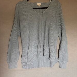 Lucky Brand Gray V-Neck Sweater with Ribbed Cuffs